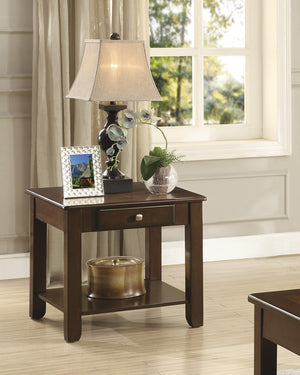 English Elm Contemporary Chairside Table with Open Shelf and Deep Finish for Living Room Style and Functionality Cherry 30.75 L x 25 W x 8 H B011P297481