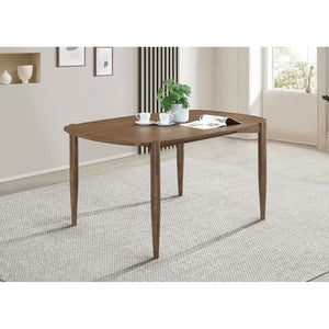 English Elm Whisten Modern Walnut Solid Wood Dining Table with Organic Curves, Rounded Sides & Tapered Legs, 63" B062P354065