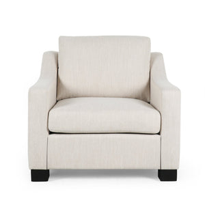 English Elm Christopher Knight Home® - Contemporary Beige Fabric Club Chair with Plush Polyester Upholstery, Birch Legs & Curved Arms (98) N758P268286A
