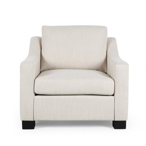 English Elm Christopher Knight Home® - Contemporary Beige Fabric Club Chair with Plush Polyester Upholstery, Birch Legs & Curved Arms (98) N758P268286A