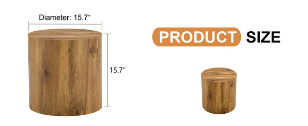 English Elm The Stylish Cylindrical Table - Versatile Coffee Table, Dining Surface, Or Compact Workbench Design W1151P200298-GIGA