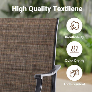 English Elm Outdoor Swivel Patio Dining Chairs Textilene Woven Set for Backyard Entertaining Brown T3623P433699