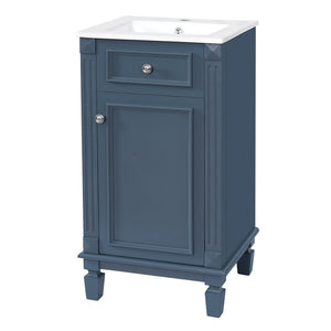 English Elm 18-inch French Country Freestanding Bathroom Vanity Rubberwood Cabinet with Ceramic Sink Blue N710P371187C
