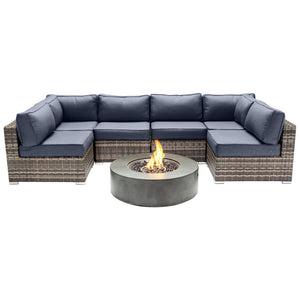 English Elm Outdoor 7-Piece Sectional With Fire Pit: Fully Assembled, Weather-Resistant Comfort For Your Patio! B120S00139-GIGA