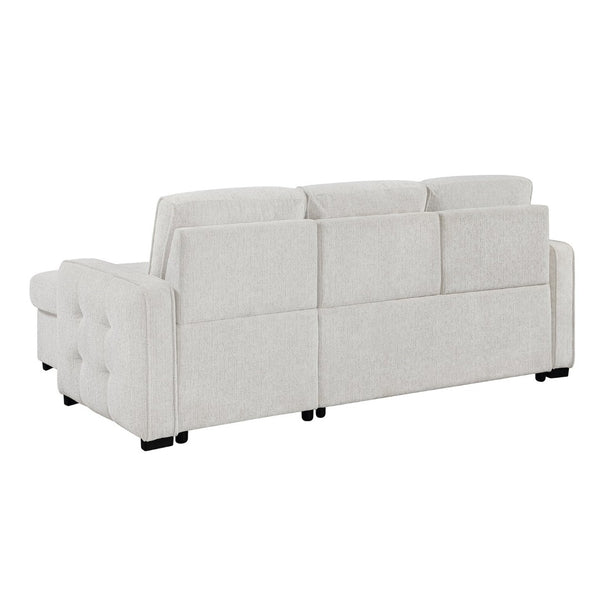 English Elm Gustavo Chalk Upholstered Sleeper Sectional with Storage Chaise and Usb Ports B201S00461