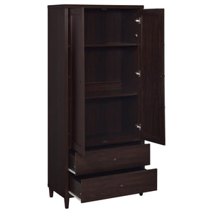 English Elm Nestor Rustic Tobacco 2-Drawer Tall Accent Cabinet with 2 Doors — Slim 72" Storage Console for Living Room B062P353488