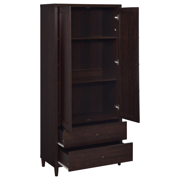 English Elm Nestor Rustic Tobacco 2-Drawer Tall Accent Cabinet with 2 Doors — Slim 72" Storage Console for Living Room B062P353488