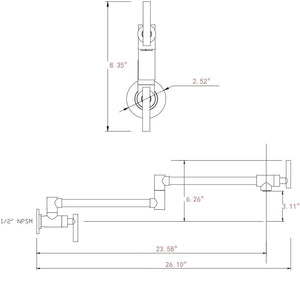 English Elm Pot Filler Wall Mount Brass Faucet with Swing Arm and Matte Black Finish for Kitchen T3177P277526