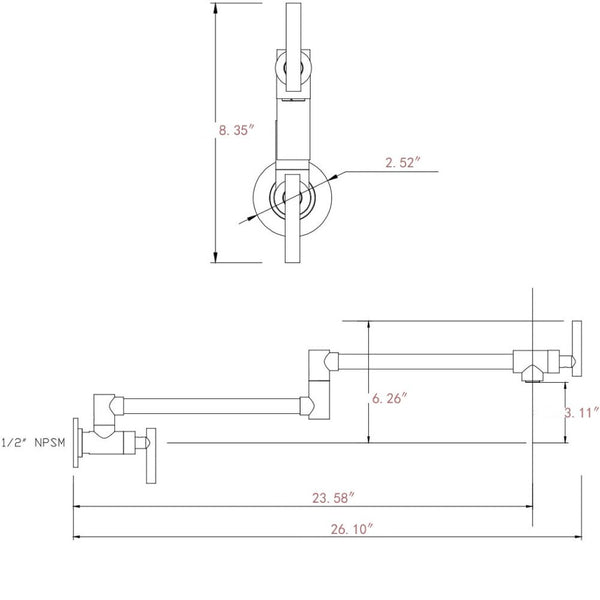 English Elm Pot Filler Wall Mount Brass Faucet with Swing Arm and Matte Black Finish for Kitchen T3177P277526