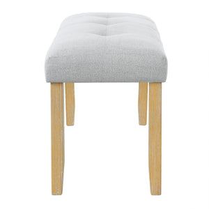 English Elm Upholstered Tufted Bench with LVL Rubber Wood Legs, Mid-Century Modern End of Bed Seating, 250lb Capacity Beige+Natural N752P294997D