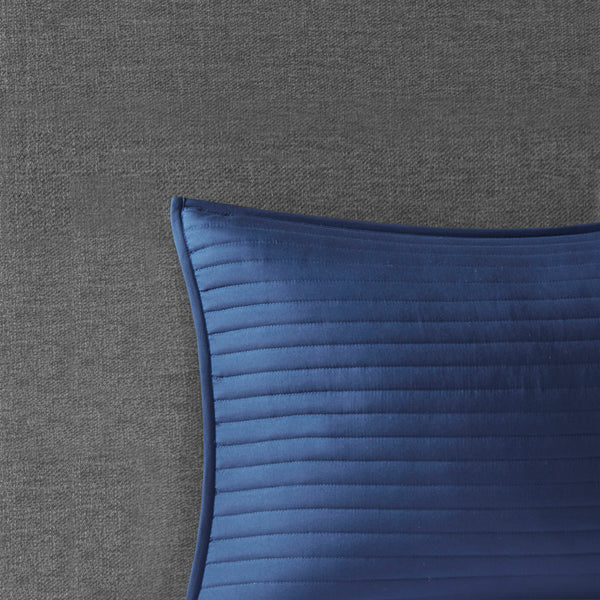 English Elm 8 Marina Seersucker Comforter & Quilt Set Full/Queen - Watercolor Stripe, Hypoallergenic, Layerable Blue 23.62 L x 18.9 W x 18.31 H B03597097