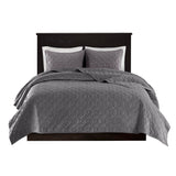 Madison Park Harper Glam/Luxury 3 Piece Velvet Quilt Set MP13-3308 Grey