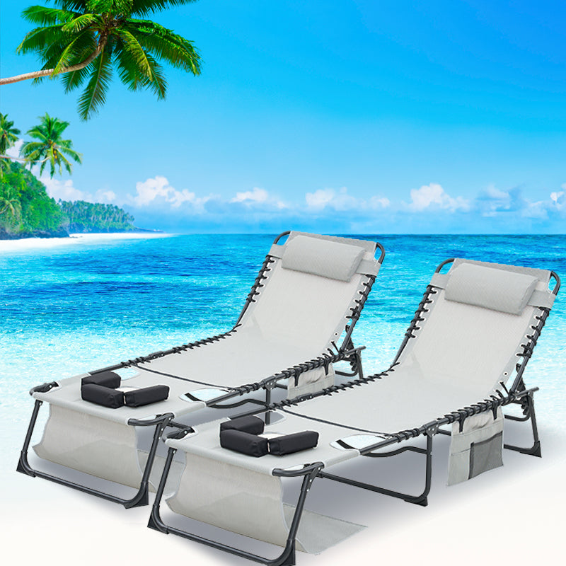 English Elm Face Down Chaise Lounge Chair with Face & Arm Holes, 5-Position Foldable Recliner for Pool Patio Relaxation Blue Gray W3162P277281