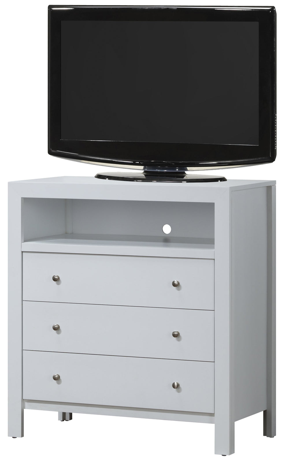 English Elm Elegant White Transitional Media Chest with Spacious Drawers, 36"H x 34"W x 17"D, No Assembly, Durable Finish B078108135