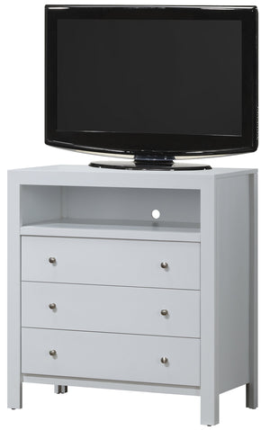 English Elm Elegant White Transitional Media Chest with Spacious Drawers, 36"H x 34"W x 17"D, No Assembly, Durable Finish B078108135
