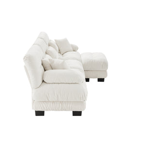 English Elm Luxury Modular Sectional Sofa: Oversized Chenille L-Shaped Cloud Couch With Convertible Ottoman W714S01002