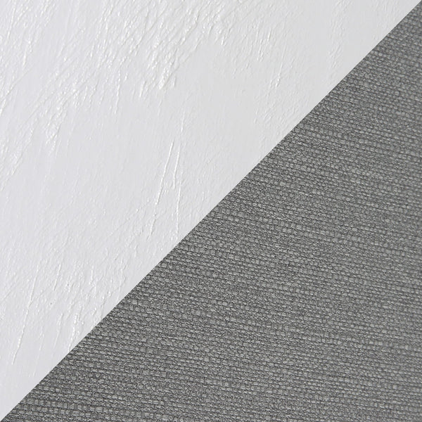 English Elm Clara-Charlotte Vintage White 3-Piece Dinette Set with Bamboo Top, Grey Upholstered Chairs, Compact B202S01491