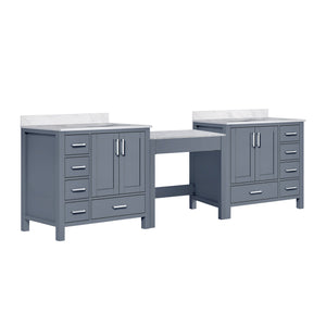 English Elm Dark Grey Double Bath Vanity With Carrara Marble Top - Stylish Storage For Elegant Bathrooms B2731S00625