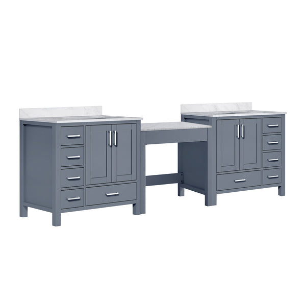 English Elm Dark Grey Double Bath Vanity With Carrara Marble Top - Stylish Storage For Elegant Bathrooms B2731S00625