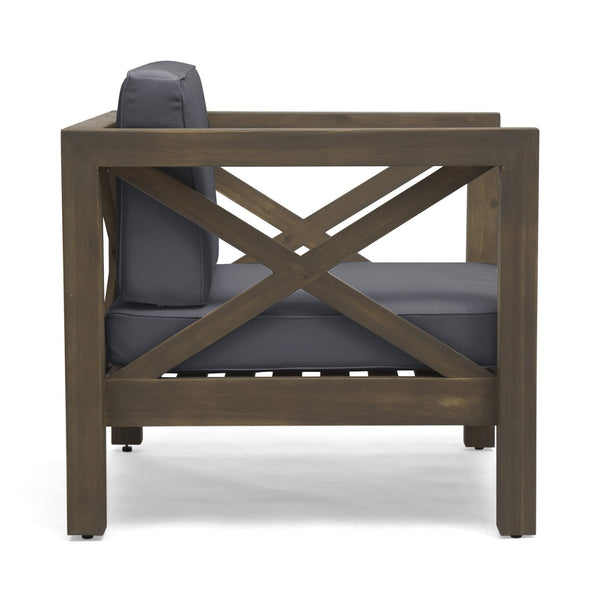 English Elm Christopher Knight Home® - Brava Club Chair - Stylish Acacia Wood Frame With Water-Resistant Cushions For Indoor & Outdoor Use 65545.00DGRY