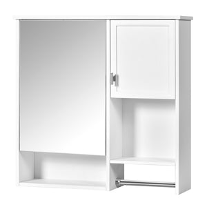 English Elm 29'' Modern Wall Mounted Medicine Cabinet with Mirror, Spacious Adjustable Shelves, Towel Bar and Durable MDF Finish White N710P209440K