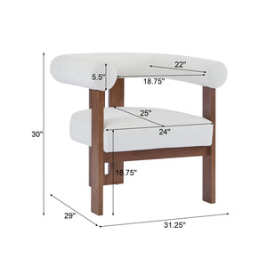 English Elm Christopher Knight Home® - Modern Upholstered Round Arm Accent Chair with Velvet Finish, Elegant Curved Back and Three Legs Design Beige 30.5 L x 29 W x 14.5 H N776P216194I