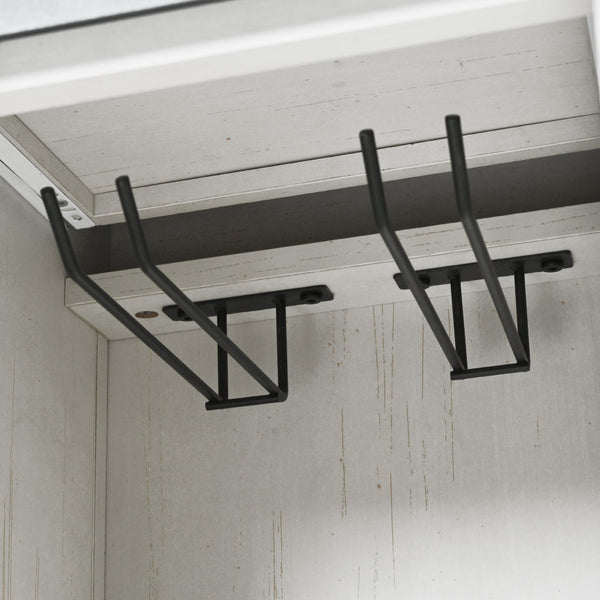 English Elm K&K 58" Farmhouse Kitchen Island with Sliding Barn Door, Drop Leaf, Glass Rack, Locking Wheels, Power White N707P349811W