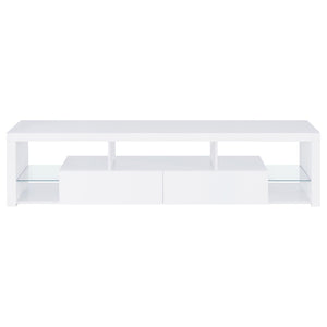 English Elm Lance Glossy White Three Piece Entertainment Center with Glass Shelves for Living Room B062S01736