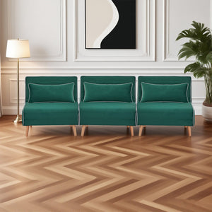 English Elm Canon Modern Velvet Sectional Sofa Bed - Convertible Twin Beds, Space-Saving Design & Adjustable Backrest W3391S00013