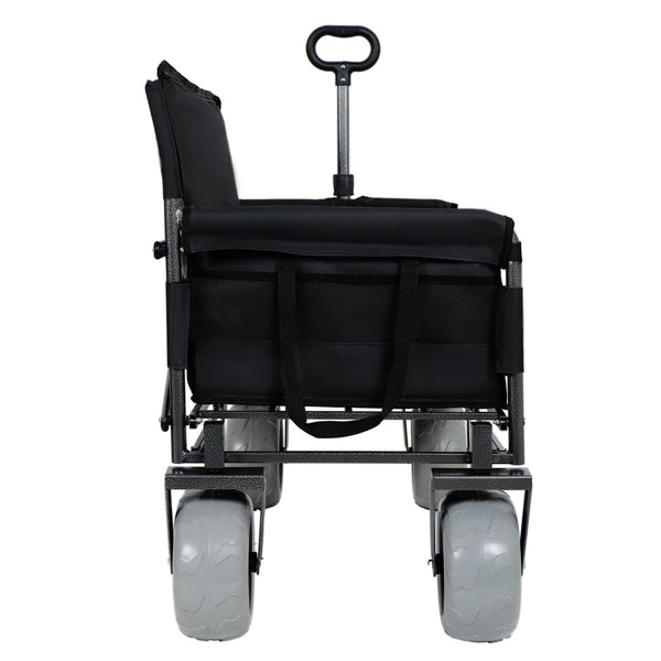 English Elm 3-in-1 Convertible Folding Utility Wagon with Bench Seat All Terrain Heavy Duty Black W2932P354211