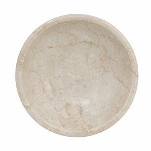 English Elm 7x7x4" Marble Pedestal Fruit Bowl Cream — Organic Modern Decorative Centerpiece, Smooth Premium Stone Finish W2078P358643