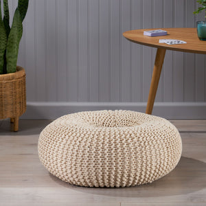 English Elm Knited Chunky Cotton Hand Knit Donut Pouf Artisan Footrest for Living Room or Nursery 62657.00BGE