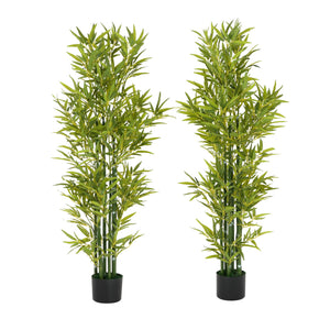 English Elm Christopher Knight Home® - 5' Artificial Bamboo Set of 2 in Black Pots — Lifelike 5' Faux Bamboo, No Assembly, Low-Maintenance Greenery N772P286760G