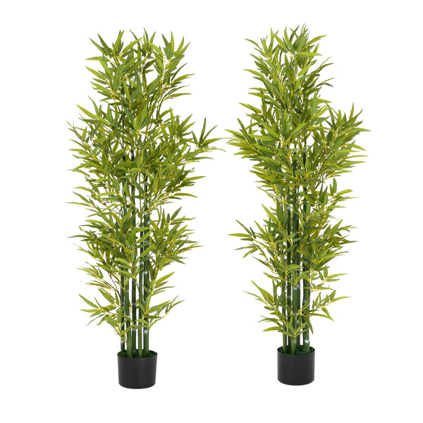 English Elm Christopher Knight Home® - 5' Artificial Bamboo Set of 2 in Black Pots — Lifelike 5' Faux Bamboo, No Assembly, Low-Maintenance Greenery N772P286760G