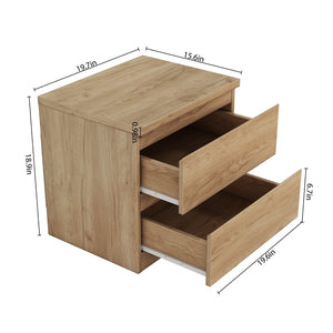 English Elm 19.7-inch Matte Finish Nightstand with Touch Release Drawers for Minimalist Bedrooms Natural W3151P407886
