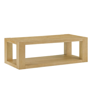 English Elm Modern 48-Inch Rectangular Coffee Table with 2-Tier MDF Shelves, Sleek Natural Finish for Living Rooms W2582P344069