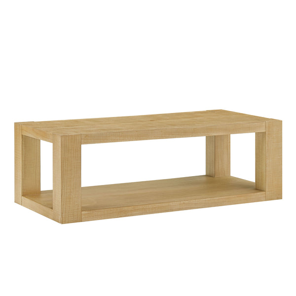 English Elm Modern 48-Inch Rectangular Coffee Table with 2-Tier MDF Shelves, Sleek Natural Finish for Living Rooms W2582P344069