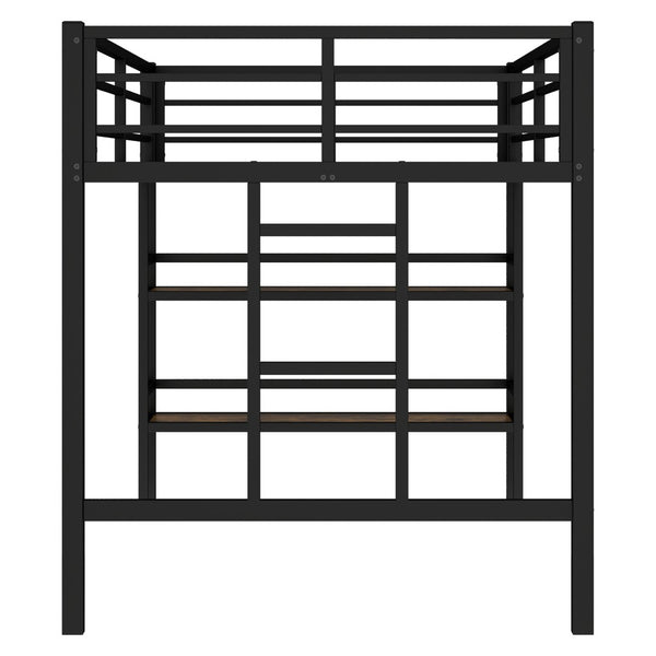 English Elm Twin Metal Loft Bed With Storage Shelf, Safe Climbing Ladder, Guardrails & Space-Saving Design For Kids W1580P309652-GIGA