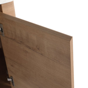 English Elm 24'' Wall-Mounted Bathroom Vanity with Soft-Close Door, Rounded Edges, Plywood Build, Space-Saving Design Imitative Oak W999P348976