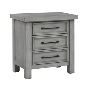 English Elm Transitional Mango Wood Nightstand with Three Dovetail Drawers Antique Gray Bedroom B011P452466