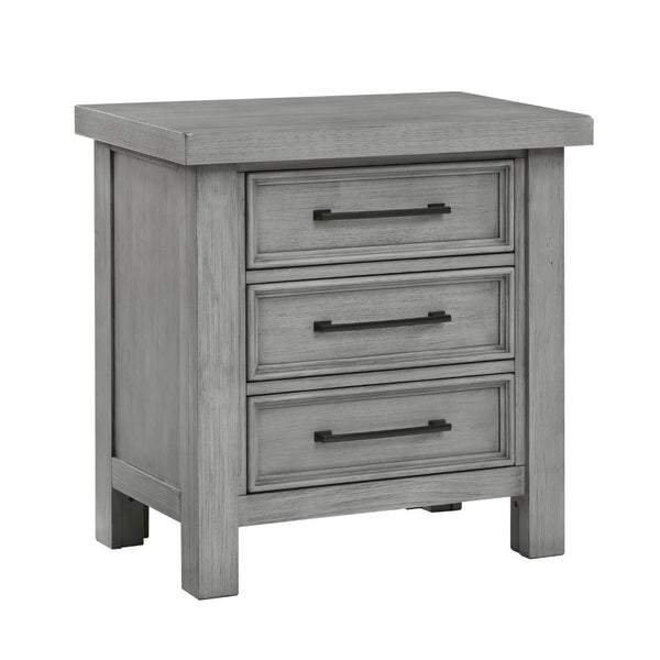English Elm Transitional Mango Wood Nightstand with Three Dovetail Drawers Antique Gray Bedroom B011P452466