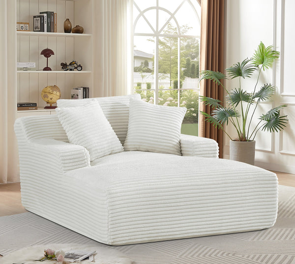 English Elm Cloudline Oversized Chaise Lounge Chair with Soft Corduroy Full Foam Cushioning, No Assembly Required Ivory B2735P271454
