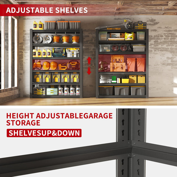 English Elm 82"H 6-Tier Metal Shelves - 2400LB Heavy Duty Adjustable Garage Rack, Easy Tool-Free Assembly, Versatile Storage T2398P252494