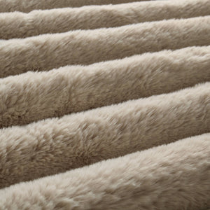 JLA Home Madison Park - Ultrasoft Plush Ribbed Faux Fur Comforter Set with Crystal Velvet Backing, Oeko‑Tex Certified Luxury Taupe MP10-8441