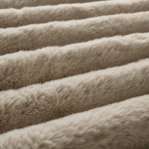 JLA Home Madison Park - Ultrasoft Faux Fur Ribbed Comforter Set reinvents your bedroom with plush velvet reverse, Oeko‑Tex safety and lasting loft Taupe MP10-8440