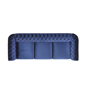 English Elm Christopher Knight Home® - 3 Seater Chesterfield Sofa with Button Tufted Diamond Stitch, Nailhead Accents & Scrolled Arms - Low Profile Blue N771P262584U