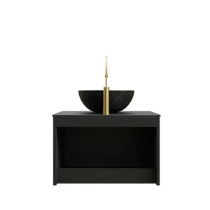 English Elm Dina Floating Bathroom Vanity with Sintered Stone Top and Crystal Glass Basin W2615S00644