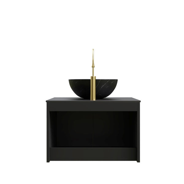 English Elm Dina Floating Bathroom Vanity with Sintered Stone Top and Crystal Glass Basin W2615S00644