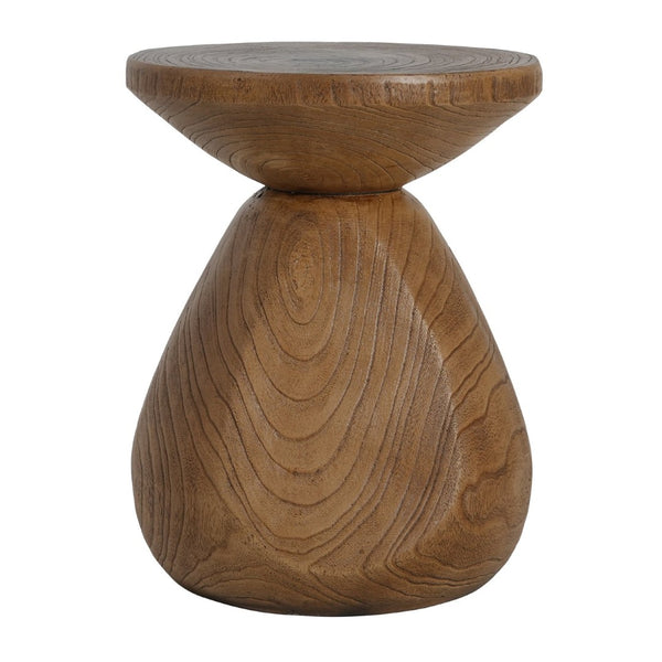 English Elm Patti Outdoor Mgo Side Table Sculptural Waterdrop Base with Wood Grain Texture N775P372422W