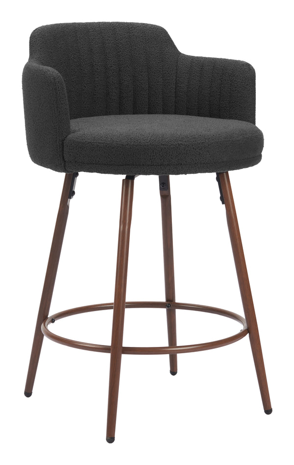 Kono Swivel Counter Stool - Set of 2 Black & Walnut 110375 Zuo Modern